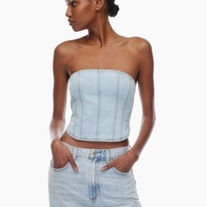 NWT Denim Forum 90s Debbie bustier in Bleach Bleu - Size XS (Aritzia)